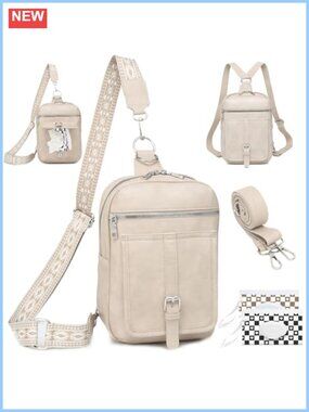 Vegan Leather Mini Diaper Bag Crossbody Purse Wipes Pocket 5-in-1